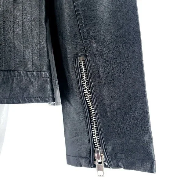 SPARKZ COPENHAGEN Faux Leather Moto Biker Jacket SMALL - Picture 6 of 9